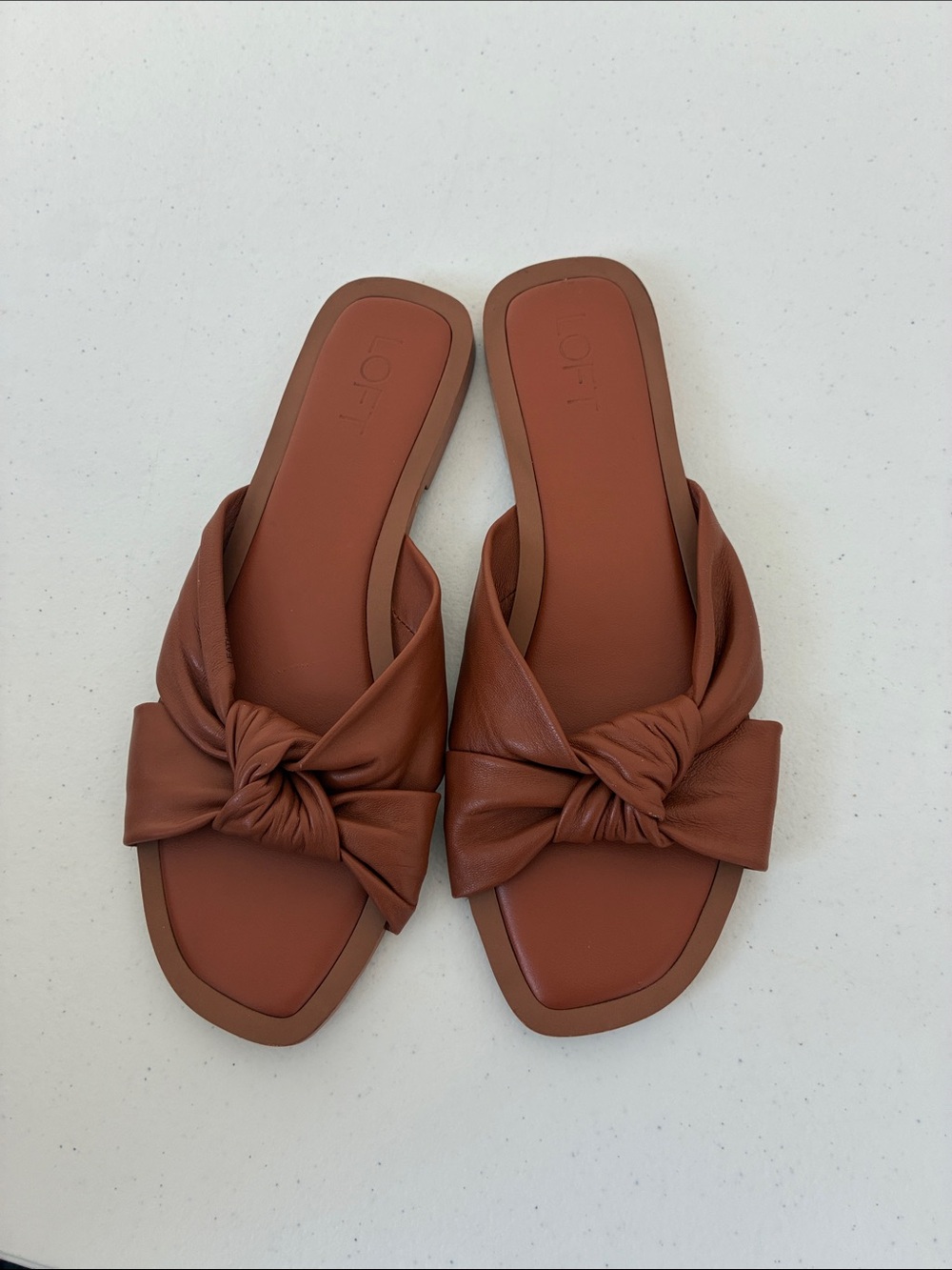 LOFT Rust Brown Knot Slide Sandals
